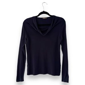 Elegant Navy Cowl Neck Sweater
